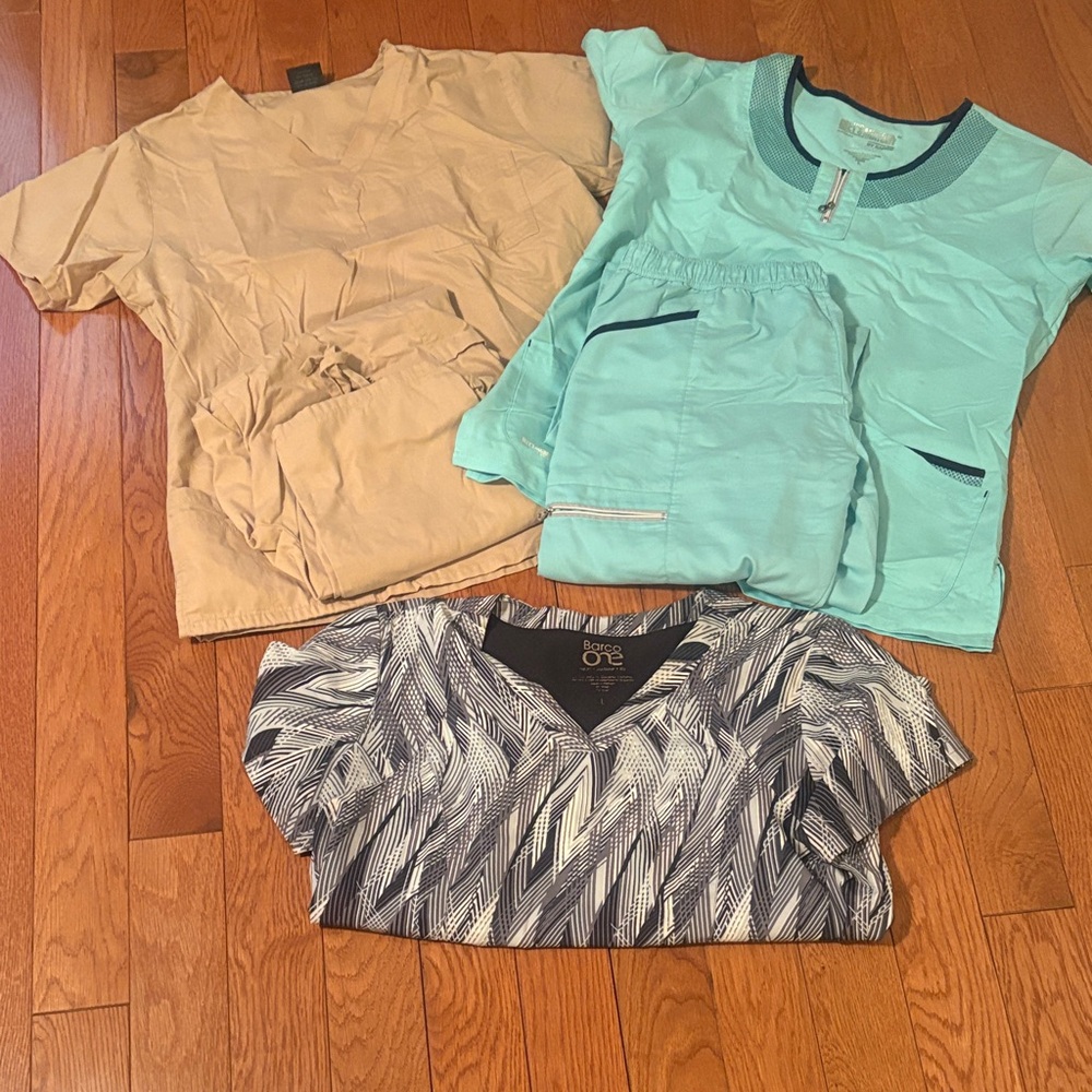 2 scrub sets and 1scrub top. Perfect for healthcare professionals!!